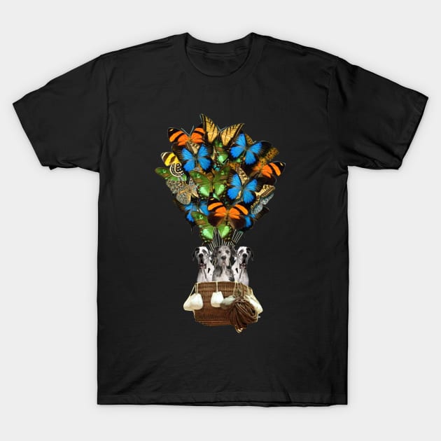 Great Danes Dog Butterfly Hot Air Balloon T-Shirt by Antoniusvermeu